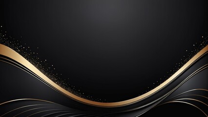 Abstract black and gold wave background with copy space.
