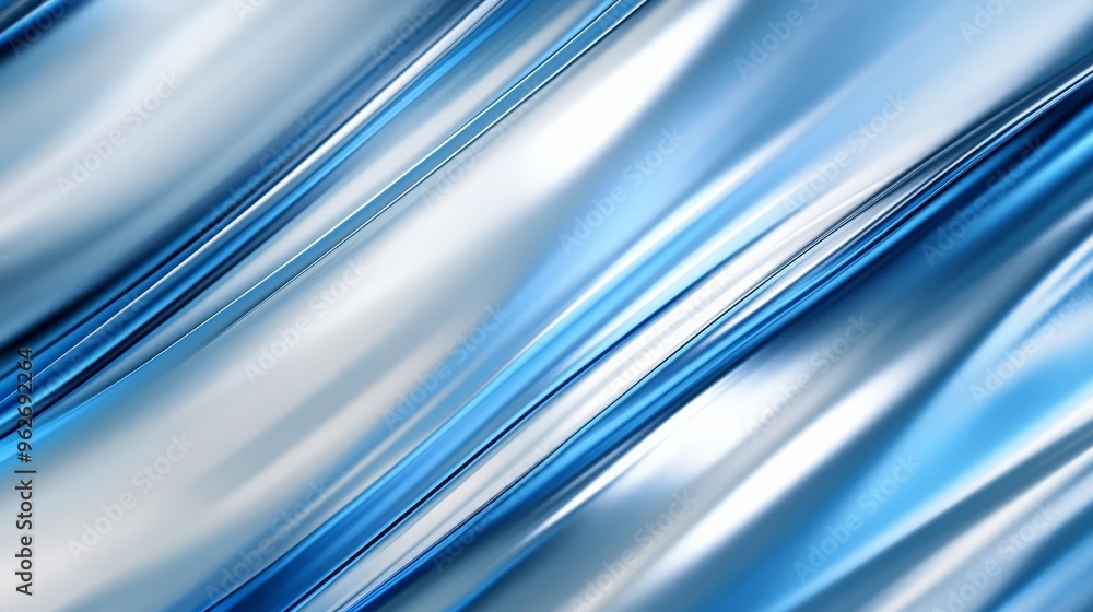 Poster abstract blue and white smooth metallic gradient with flowing lines, perfect for backgrounds, web de
