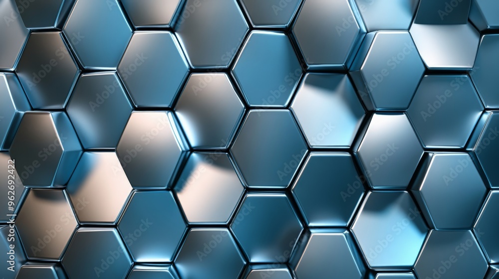 Aufkleber abstract close-up of a metallic hexagonal pattern, showcasing a futuristic and modern design perfect