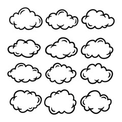 Set of hand drawn cloud vector	