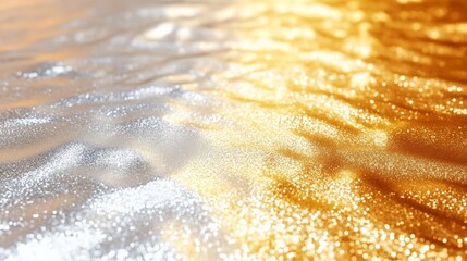 Naklejka premium Abstract close-up of shimmering gold and silver surface, perfect for backgrounds or textures.