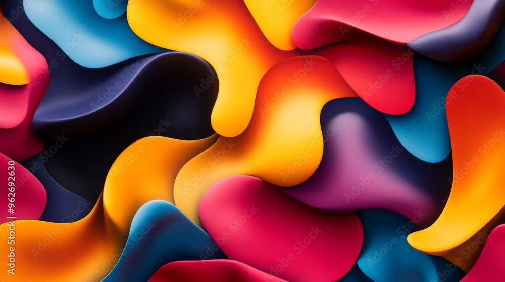 Aufkleber abstract colorful fluid shapes blending in a vibrant and dynamic composition, showcasing lively hues