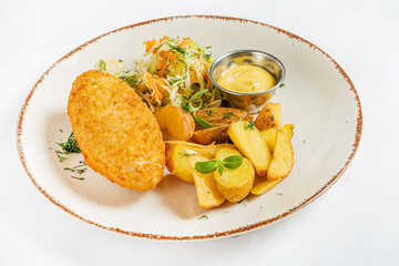 chicken cutlet with baked potato