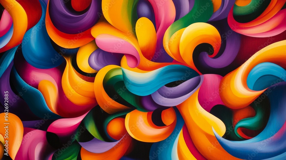 Poster abstract colorful swirls of vibrant hues creating a dynamic and energetic pattern, perfect for moder