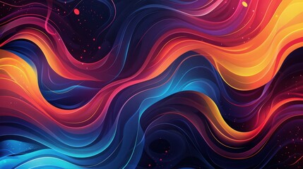 Create an abstract background filled with swirling patterns and energetic lines. Incorporate gradients and geometric elements to evoke a sense of motion and vibrancy