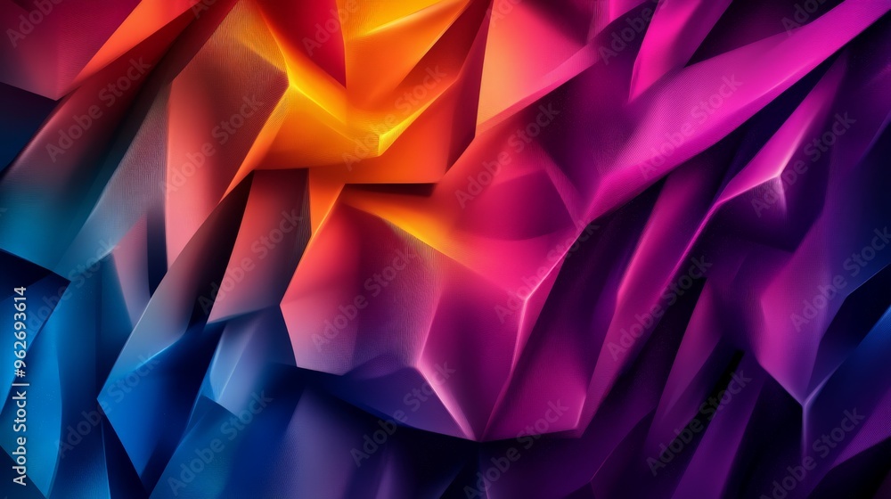 Poster abstract geometric background with vibrant colors and sharp angles, perfect for modern design projec