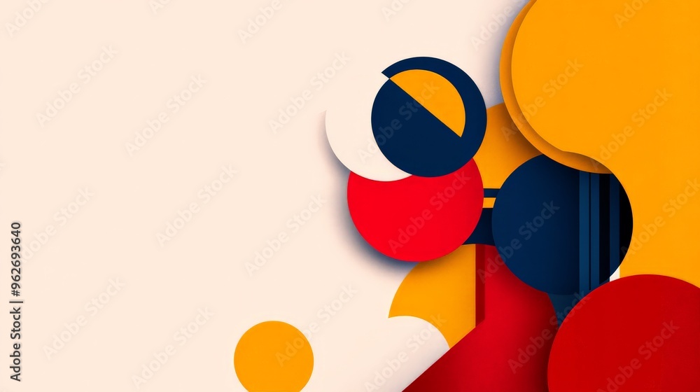 Aufkleber abstract geometric composition with colorful circles and shapes. modern, vibrant design perfect for 