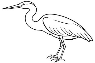 heron line art, heron bird vector illustration, heron bird outline icon
