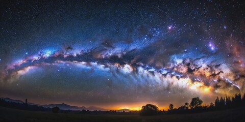 Fototapeta premium Spectacular image of the Milky Way galaxy in the night sky, starry, cosmos, astronomical, universe, space, galaxy, celestial