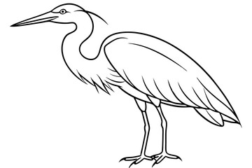Obraz premium heron line art, heron bird vector illustration, heron bird outline icon 