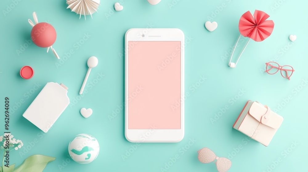 Poster illustration of a mobile app screen with engaging graphics and icons, highlighting user experience.