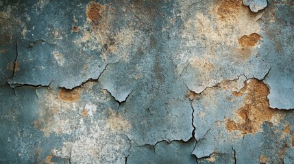 Obraz premium Abstract grunge texture of peeling blue paint and rust on a weathered surface. Perfect for backgrounds or artistic elements.