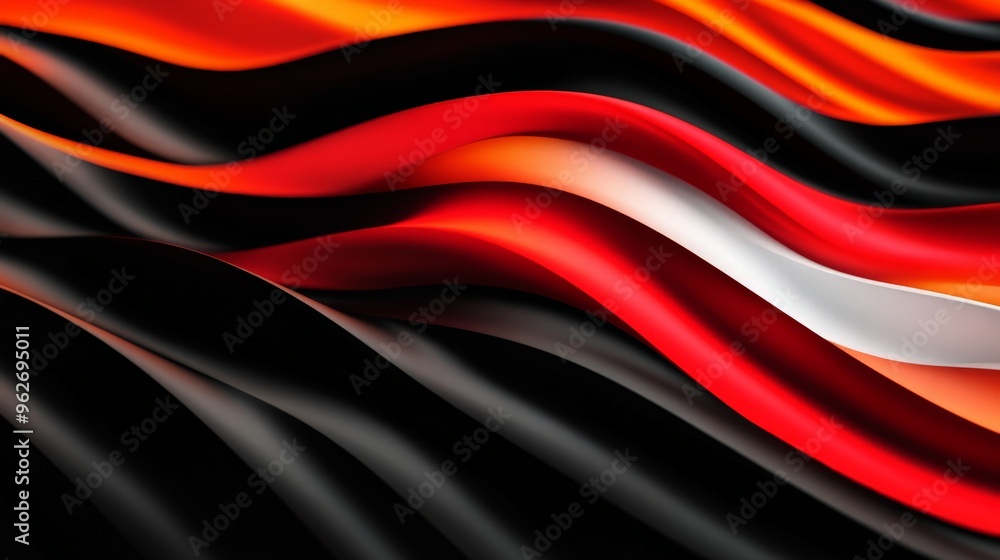 Poster abstract wavy pattern with vibrant mix of red, black, and white colors creating a dynamic and energy