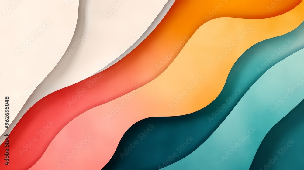Poster abstract wavy shapes in vibrant colors creating a modern and dynamic background, perfect for creativ