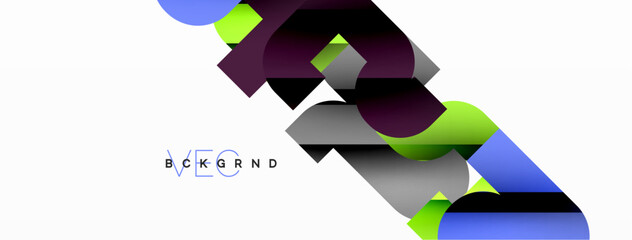 Colorful curve geometric shapes on white