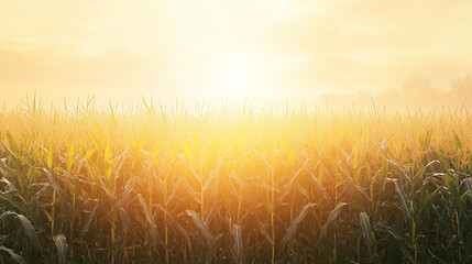 Golden Sunrise over Cornfield