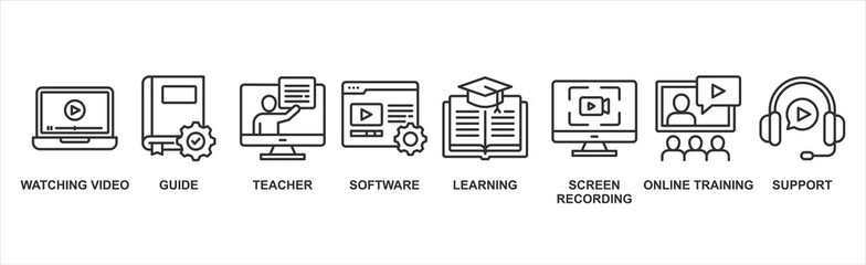 Video tutorial banner web icon vector illustration concept with icon