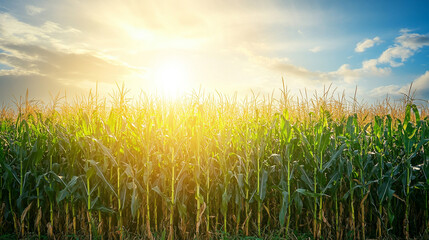 Golden Sunrise over Cornfield