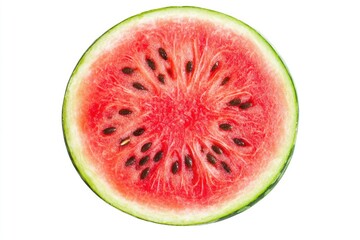 close up Watermelon fruit slice isolated on white background. Top view. Flat lay , ai