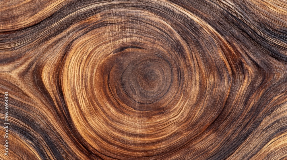 Poster close-up of natural wooden texture with circular grain patterns, showcasing beautiful colors and uni