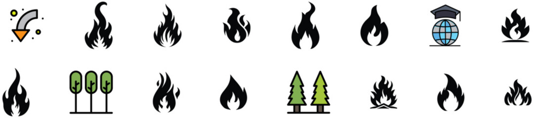 Tree and fire icon set.eps