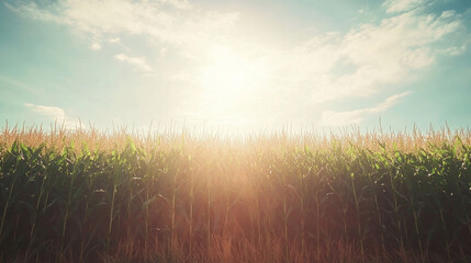 Golden Sunrise over Cornfield