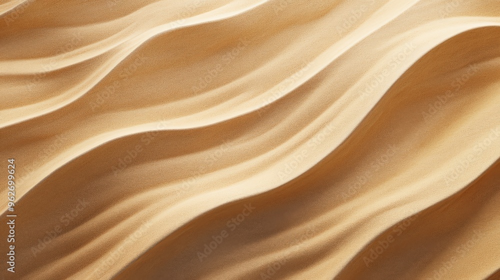 Poster closeup of wavy beige fabric texture with smooth lines, creating a serene and calming visual effect.
