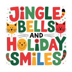 Festive Jingle Bells and Holiday Smiles T-Shirt Design for Christmas Cheer