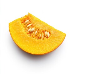 close up Pumpkin fruit slice isolated on white background. Top view. Flat lay , ai