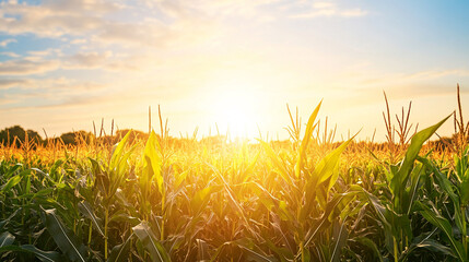 Golden Sunrise over Cornfield