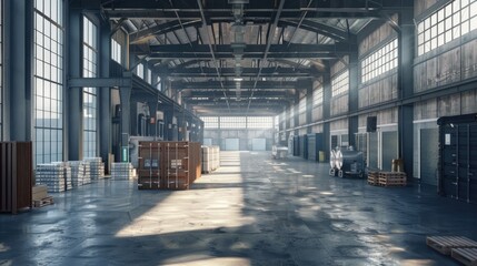 Obraz premium Modern and large industrial warehouse.