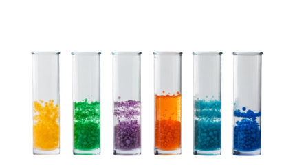 Colorful Liquid and Beads in Glass Cylinders