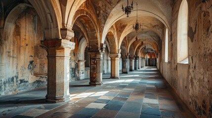 Fantasy medieval gallery in the castle.