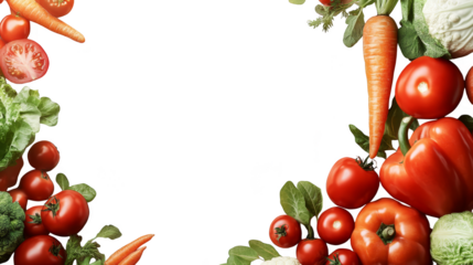 Fresh vegetables frame with transparent background