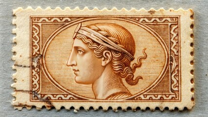Obraz premium Reconstruction of a vintage Greece postage stamp , Greek, retro, postage stamp, historical, mail, vintage, design, travel