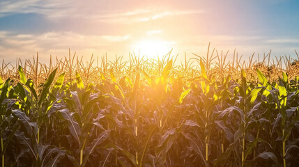 Golden Sunrise over Cornfield