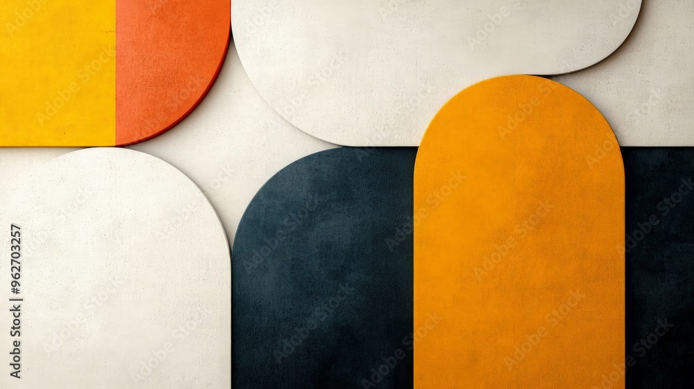 Poster modern abstract geometric shapes in vibrant colors creating a bold and stylish visual design, perfec