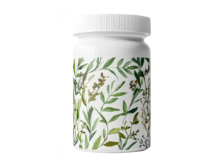 White Plastic Bottle with Green Floral Pattern