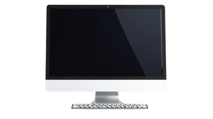 Modern computer desktop with keyboard isolated transparent background