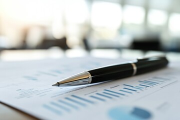 Fototapeta premium Close-up of Pen on Financial Report
