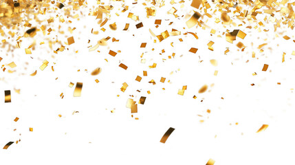 Abstract gold confetti falling transparent background