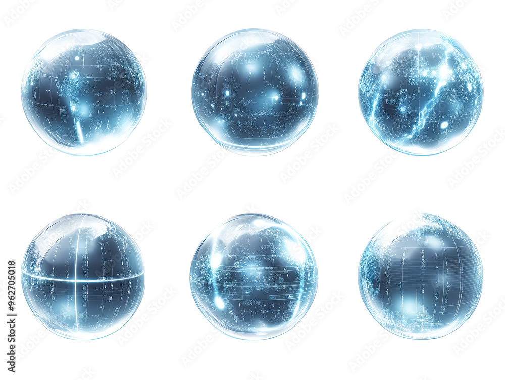 Poster futuristic holographic globe with digital data and grid lines