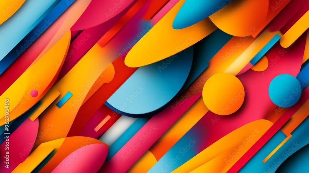 Aufkleber vibrant abstract background with colorful geometric shapes, offering a dynamic and modern design for