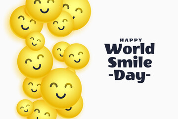 world smile day cheerful background with cute yellow faces