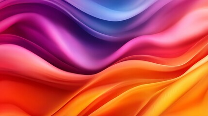 Obraz premium Vibrant abstract background with flowing, colorful waves in shades of purple, blue, pink, orange, and yellow, creating a dynamic visual effect.