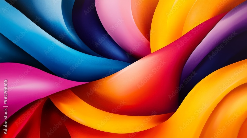 Poster vibrant abstract background with swirling colorful curves in vivid hues, perfect for creative projec