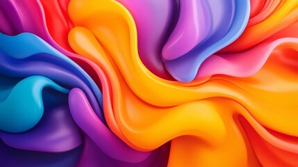 Obraz premium Vibrant abstract colorful fluid waves and swirls, blending bright hues of orange, purple, pink, and blue for a dynamic artistic background.
