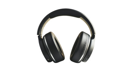 Black wireless over ear headphones isolated transparent background