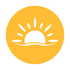 A half sun is setting downwards icon vector sunset concept for graphic design, logo, website, social media, mobile app, UI illustration