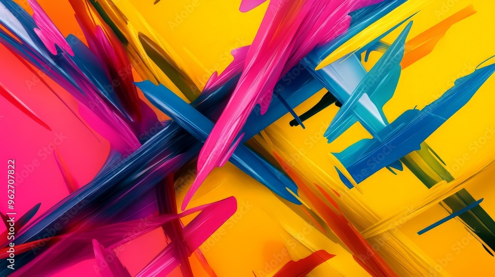 Aufkleber vibrant abstract geometric background with dynamic bold colors and sharp shapes. perfect for modern 